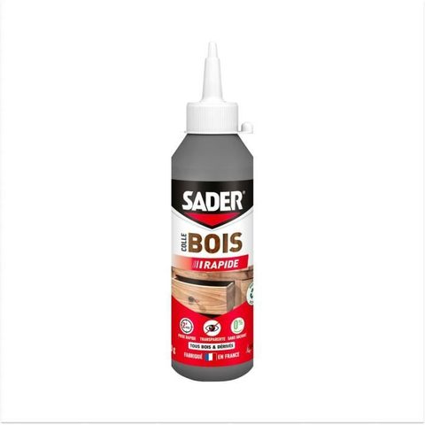 Sader Colle à bois à prise rapide transparente après séchage biberon de 250 g