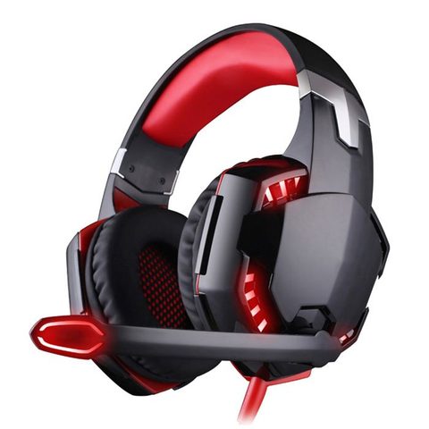 Yonis Casque Gaming USB Ordinateur 7.1 Surround LED Boutons de Contrôle Rouge