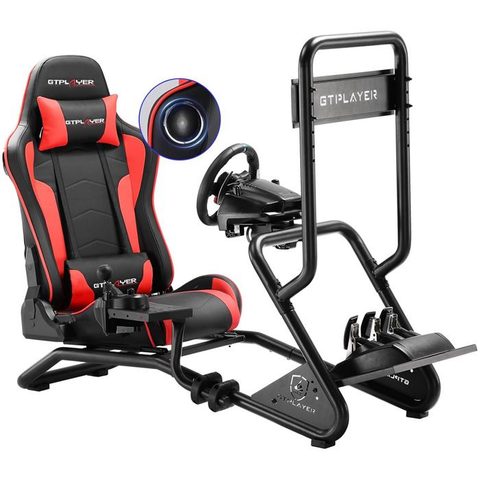 Gtplayer Simulateur de conduite - Modèle universel - Siège réglable - Volant & levier réglables - Haut-parleurs 3D