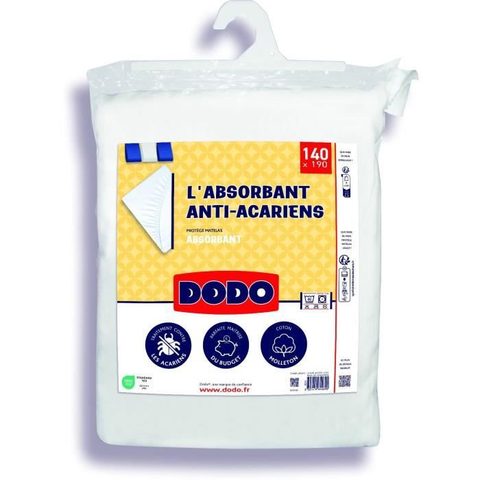 Dodo Protège Matelas Absorbant - 140 x 190 cm - Coton - Anti acariens