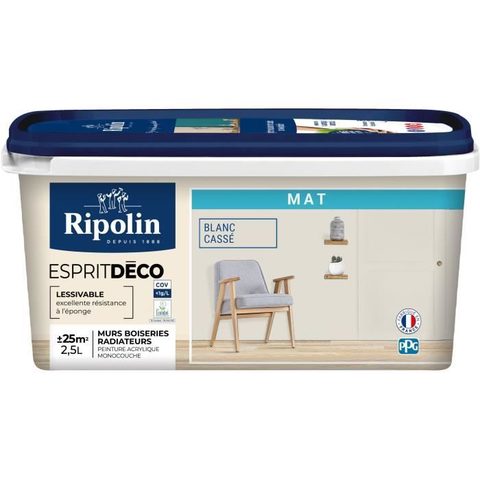 Ripolin Peinture Mur Intérieur Mat 2,5 L Blanc Casse
