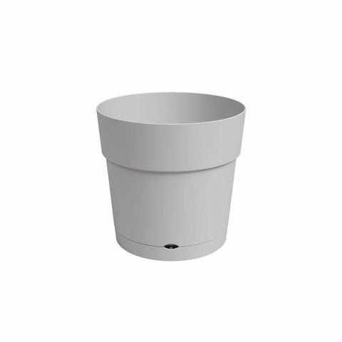 Artevasi Pot de fleur avec réserve deau CAPRI LARGE - Plastique - Gris clair - Rond - L 29 5 X P 29 5 H 28 2 cm