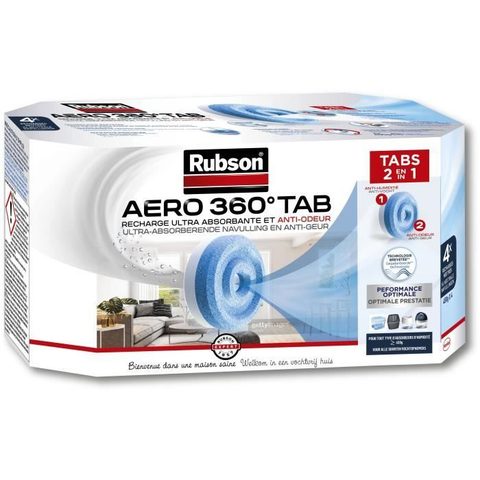 Rubson Absorbeur d'humidité AERO 360° Tab 4 recharges