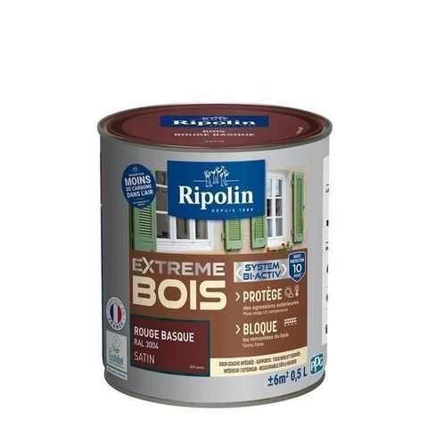 Ripolin Peinture Bois Intérieur Et Extérieur Satin 0,5 L Rouge Basque
