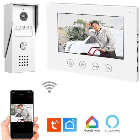 Kyf Portier Vidéo filaire connecté Wifi avec Ecran tactile 7p, 2 fils, Contrôle vocal