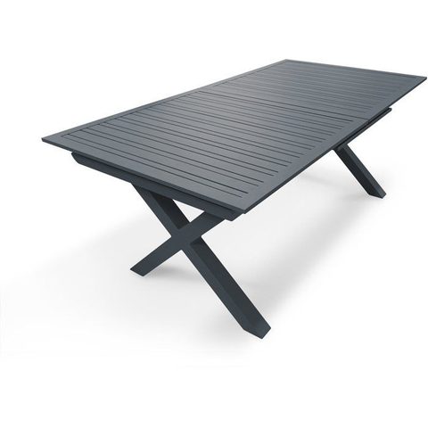 DCB Garden Table de jardin FLORIDE 180-240x100 cm en aluminium gris foncé rallonge automatique