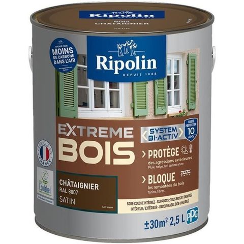 Ripolin Peinture Bois Intérieur Et Extérieur Satin 2,5 L Châtaignier