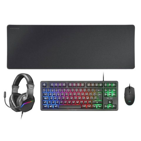 Mars Gaming MCP-RGB3FR Combo Gaming FRGB Clavier + Souris + Casque + Tapis de Souris Français
