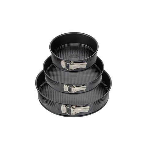 Zenker Set de 3 moules à charnière ronds de 20 cm 24 cm et 28 cm Black Metallic