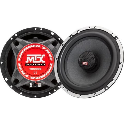 MTX Audio MTX TX665C Haut-parleurs voiture Coaxiaux 16 5cm 2 voies 90W RMS 4 Châssis alu Tweeters néodyme dôme soie Membrane pulpe célulose Gris