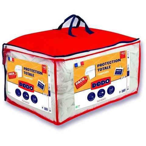 Dodo Pack Protection - Couette Tempérée 200x200 cm + 2 oreillers 60x60 cm + 2 protèges oreiller 60x60 cm