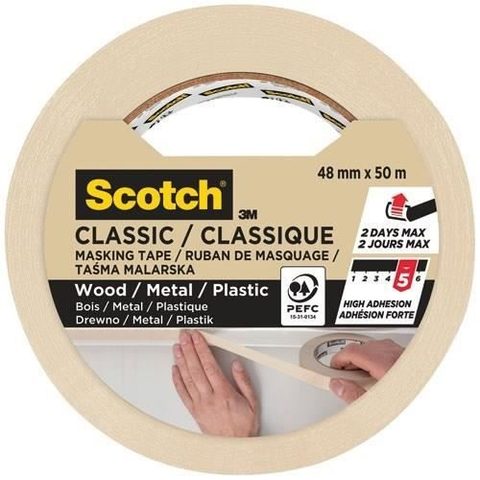 Scotch Masquer – Ruban CLASSIC lignes droites Beige 50m x 48mm