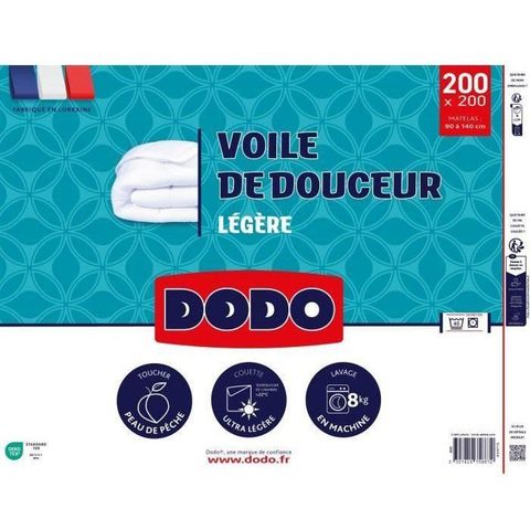 Dodo Voile de Douceur duvet léger 200 x 200 cm blanc 100 g/m² respirant
