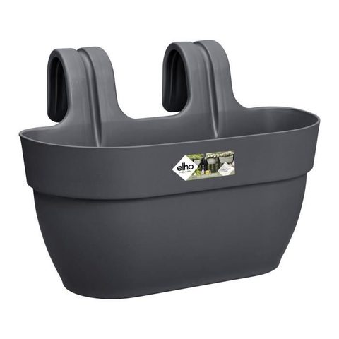 Elho Pot de fleurs - Vibia Campana Easy Hanger Medium - Anthracite - Balcon exterieur - L 24.1 x W 36 x H 26.5 cm