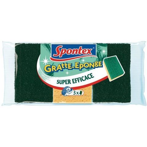 Spontex Lot de 3 éponges Gratte-Eponge Super Efficace