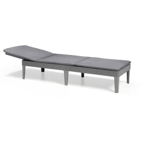 Algon Bain de soleil avec coussin coloris gris fonce - imitation rotin tresse - ALLIBERT by KETER - 4 positions - JAIPUR