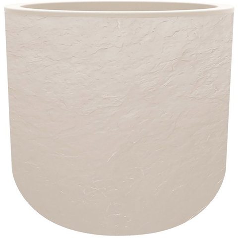 EDA Pot de fleurs rond en plastique Volcania UP - Beige calcaire - diamètre 40 cm