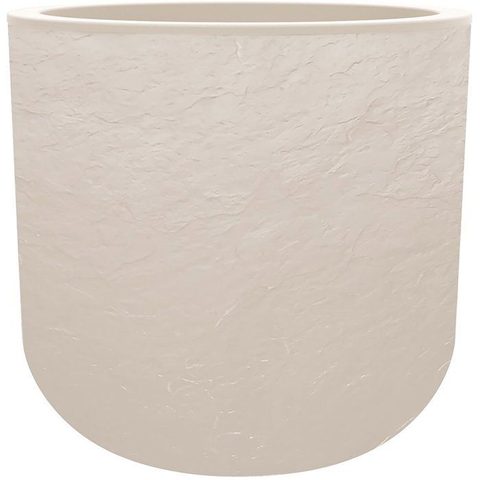 EDA Pot de fleurs rond en plastique Volcania UP - Beige calcaire - diamètre 50 cm