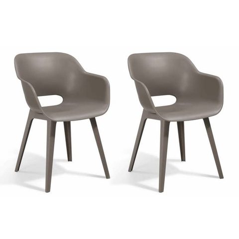 Keter Chaises d'extérieur Akola - Lot de 2 - Résine - Cappuccino - Robuste et léger