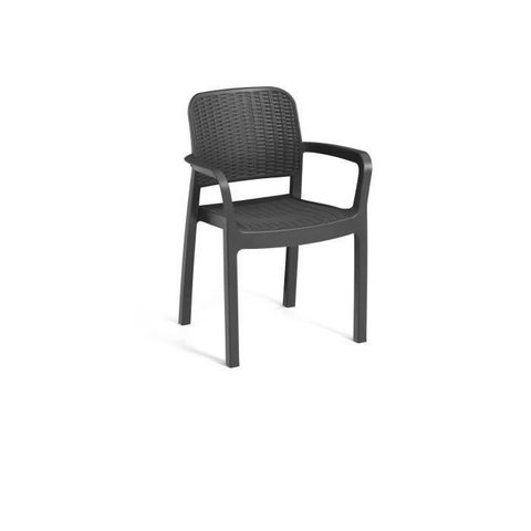 Keter Lot de 6 fauteuils de jardin - Allibert by - BELLA - En résine - Coloris: gris graphite - Empilable