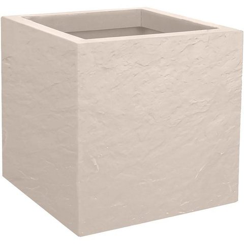 EDA Jardinière carrée Volcania Up effet pierre 21 L - Beige calcaire