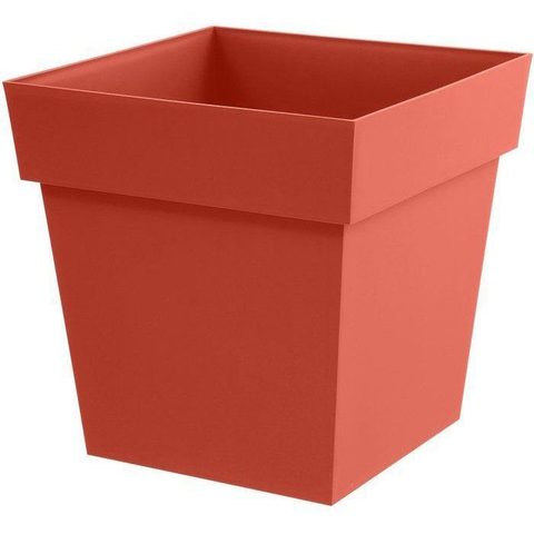 EDA Pot de fleur carré - Toscane - 39 x 39 x H. 39 cm - Intérieur / Extérieur - 38L - Orange Terre Battue