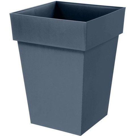 EDA Pot de fleur mi-haut carré - Toscane - 39 x 39 x H. 53 cm - Intérieur / Extérieur - 51 L - Bleu Jean
