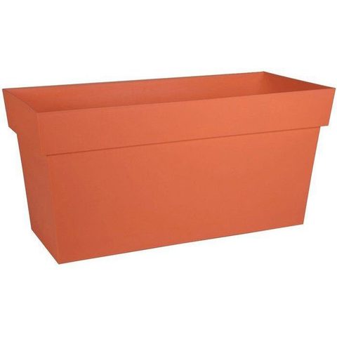EDA Jardinière Muret à réserve deau avec roulettes - Toscane - 74 L - 79 x 35 x H.39 cm - Orange Terre Battue