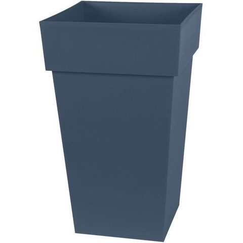 Eda Pot de fleur carré Toscane 39 x H.65 cm - Bleu jean