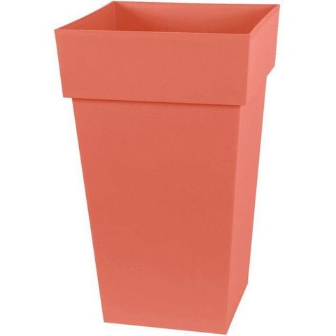 EDA Pot de fleurs haut carré - Toscane - 39 x 39 x H. 65 cm - Intérieur / Extérieur - 62 L - Orange Terre Battue