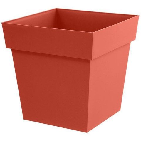 EDA Pot de fleurs Carré - Toscane - 32 cm - 22 L - Intérieur / Extérieur - 32 x 32 x H.32 cm - Orange Terre Battue