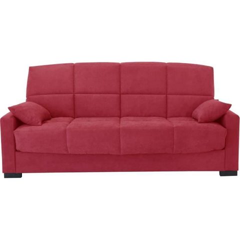 Conforteam Clic clac 3 places MEGAN 14 - Tissu Soro rouge - Avec accoudoirs - Couchage 130x190 cm - L223 x P96 x H103 cm
