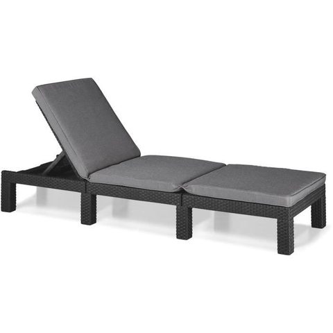 Keter Bain de soleil polypropylène Daytona effet résine tressée avec coussin