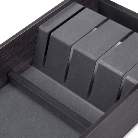 Emuca Organisateur Orderbox pour tiroir- 150x470 mm- Gris anthracite- Acier et Bois