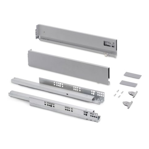 Emuca Tiroir extérieur Vertex avec réglages 3D hauteur 178mm - 40kg - profondeur 500mm - Acier - Peint en aluminium