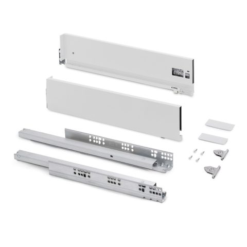 Emuca Tiroir extérieur Vertex avec réglages 3D hauteur 178mm - 40kg - profondeur 400mm - Acier - Peint en aluminium