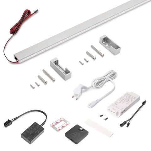 Emuca Kit barre de penderie Luxe LED Neonlynx 900 mm - anodisé mat - détecteur RF Smart 2700 K