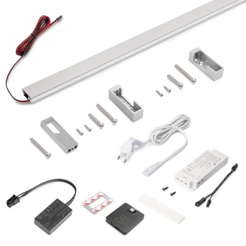 Emuca Kit barre de penderie Luxe LED Neonlynx 1150 mm - anodisé mat - détecteur RF Smart 2700 K