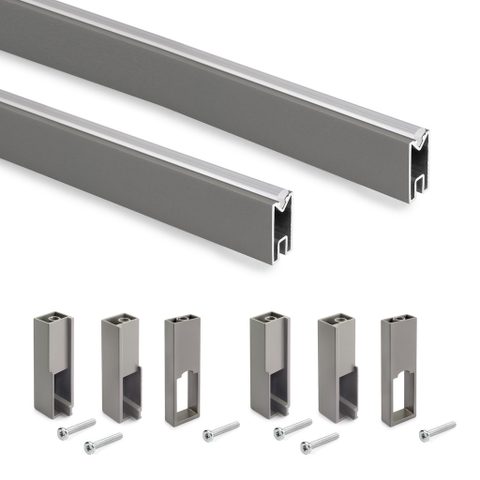Emuca Lot de 2 rails de penderie Luxe 1150 mm - titane avec supports