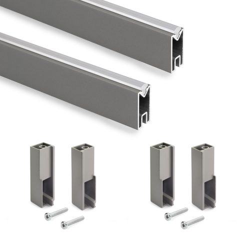 Emuca Lot de 2 rails de penderie Luxe 750 mm - titane avec supports