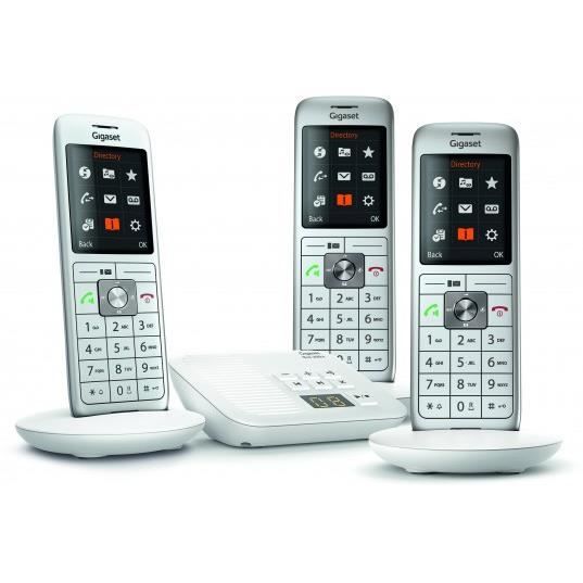 Gigaset Téléphone sans fil - CL660A TRIO BLANC - Répondeur Eco Dect Personnalisation images et sonneries