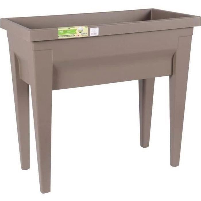 EDA Espace potager sur pieds - Veg&Table City - 57 L - Table de culture sur pieds - 76 x 385 x H. 68 cm Marron