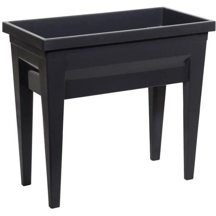 EDA Espace potager VEG&Table CITY Gris anthracite Avec zone de rétention d'eau - pieds avec tampons amovibles pour évacuation trop plein Dim 76 x 38,5 x 68 cm Volume 57 L