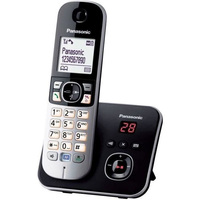 Panasonic KX-TG6821FRB Téléphone Sans Fil DECT avec Répondeur Mains Libres Identification Appelant Blocage Appels Écran LCD