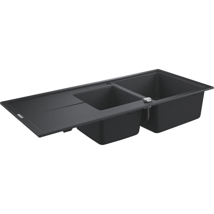 Grohe K400 - Evier composite avec égouttoir Noir granite 1160 x 500 mm 31643AP0