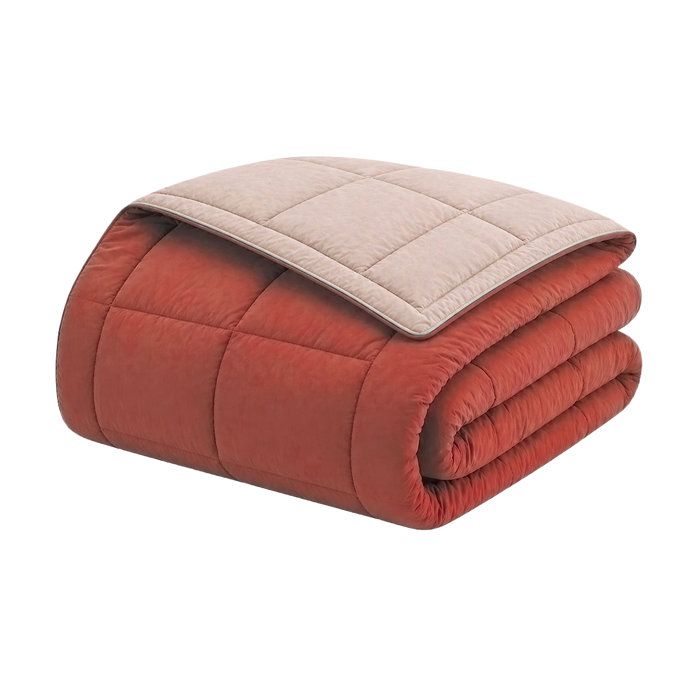 Toison D'or CALGARY - Couette Chaude Microfibre 400gr/m² - Gris Galet & Marron Gingembre -220 x 240 cm