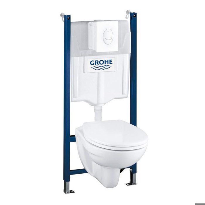 Grohe Solido Pack Bâti-support, cuvette et abattant softclose, plaque Skate Air blanc alpin 39116000