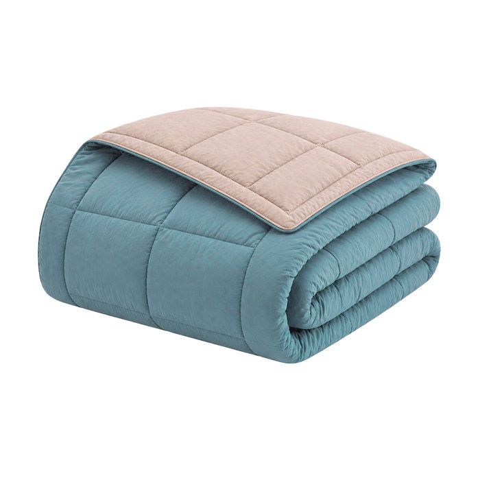 Toison D'or CALGARY - Couette Chaude Microfibre 400gr/m² - Beige Galet & Vert Lac- 140 x 200 cm