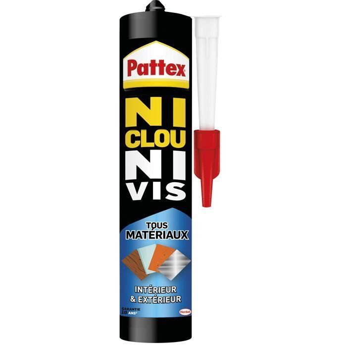 Pattex Henkel | Colle Ni Clou Ni Vis Résiste à l'Eau (cartouche de 450 g) – Colle de fixation pour intérieur & extérieur – Mastic blanc maintien immédiat, résistant à l’eau, flexible et repositionnable