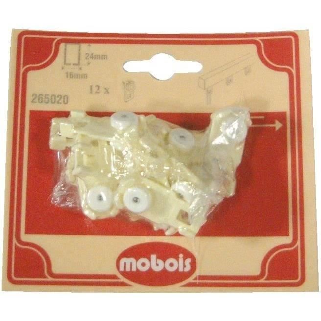 Mobois 12 attaches pour rail rideau 24 x 16 mm blanc